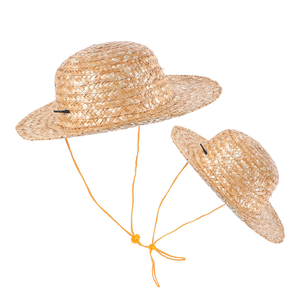 2Pcs Kids Straw Hat Natural Co - Sun Hat Wide Brim ulasan dan harga