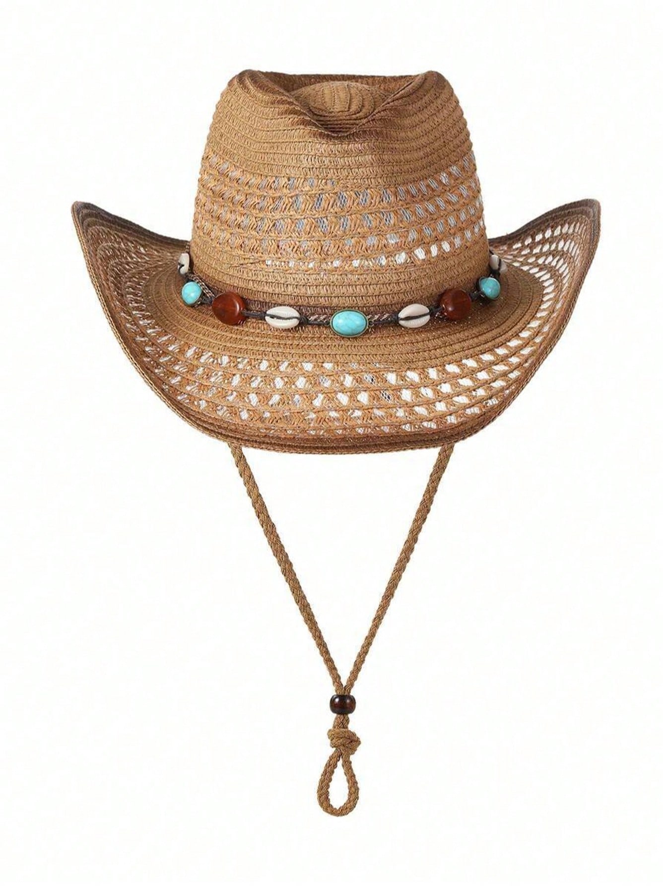 Unisex Brown Hollow Straw Cowb - Cowboy Hat Straw ulasan dan harga