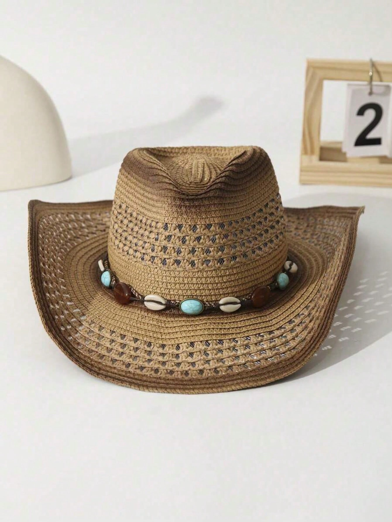 Unisex Brown Hollow Straw Cowb - Cowboy Hat Straw ulasan dan harga
